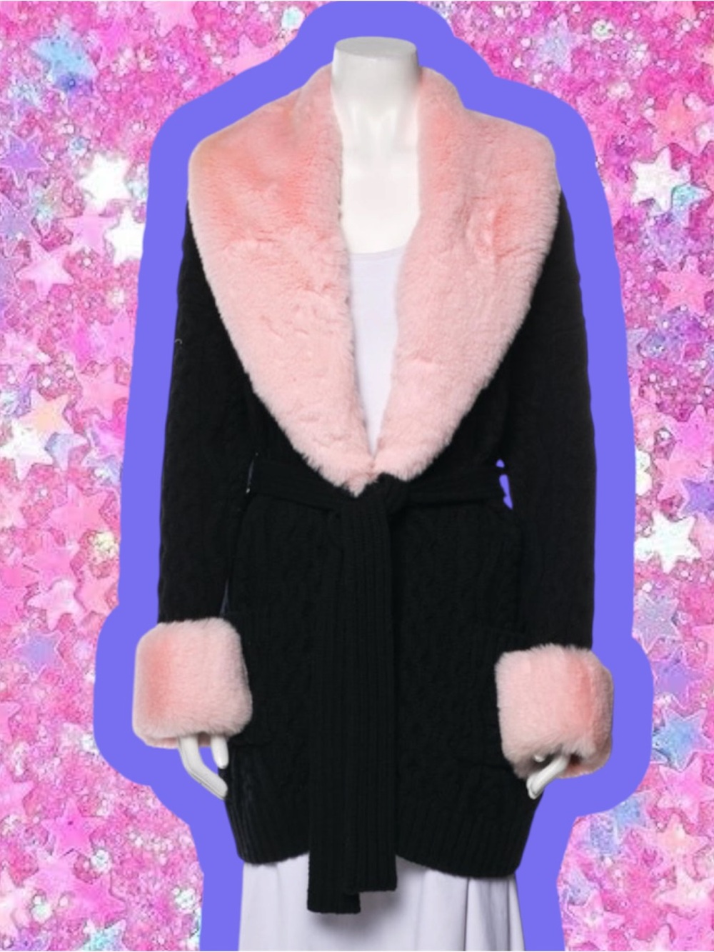 Blumarine cardigan sweater 8 10 12 faux fur 90s y2k retro cardi anna molinari
